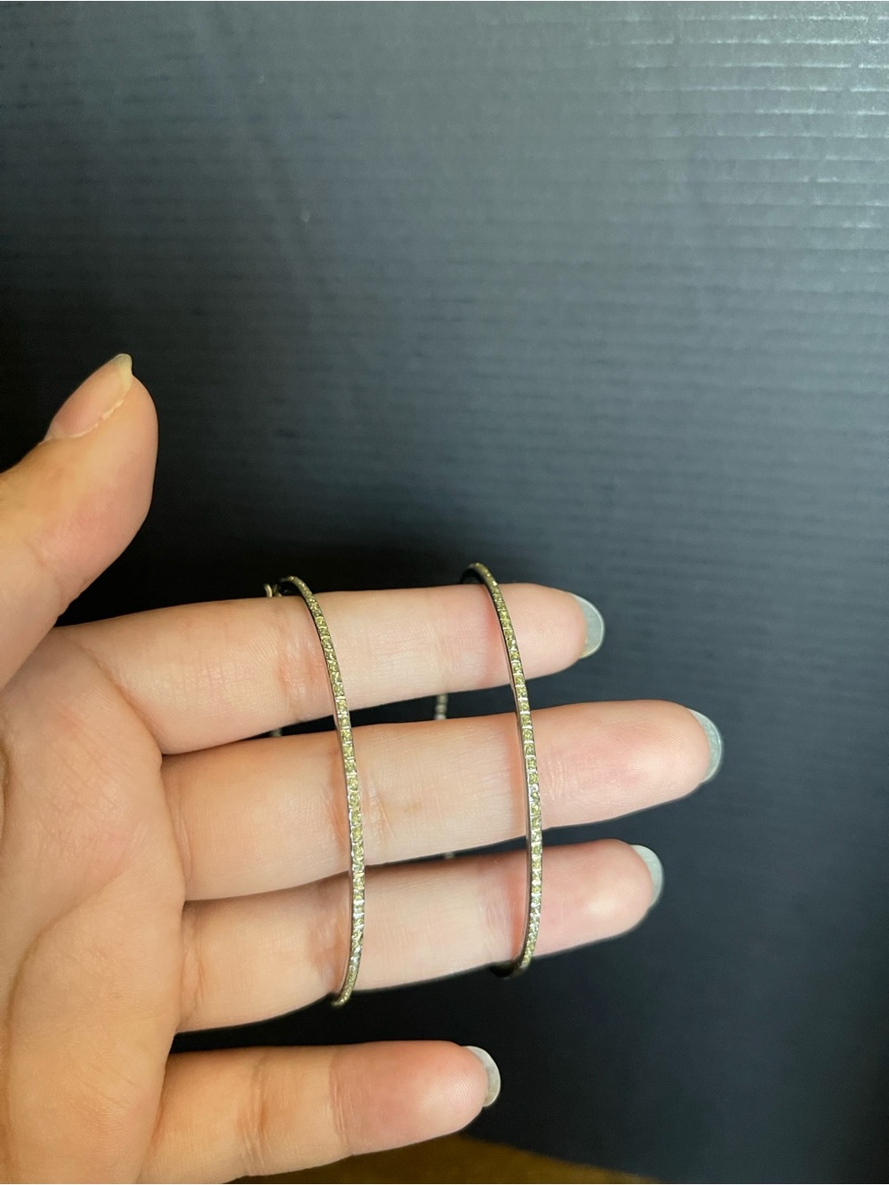 Sterling silver yellow cz 2 1/4 inch hoop earrings